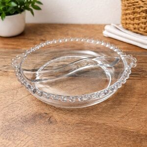 Vintage Imperial Candlewick 7” Divided Relish Dish — Beaded Edge